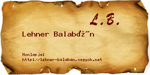 Lehner Balabán névjegykártya